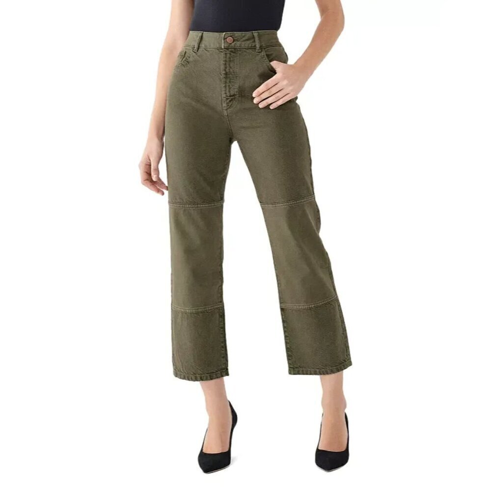 DL1961 Jerry High-Rise Cropped Straight Vintage Jeans in Patras Green Size 29